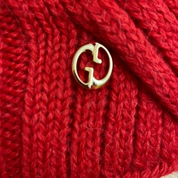 Gucci Chunky Alpaca Wool Blend Red Cardigan Cable Knit Sweater Made in Italy - Picture 4 of 16